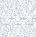 Silver Faux Marble Tile Peel and Stick Removable Wallpaper
