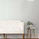 NW35800 Faux beadboard peel and stick removable wallpaper living room from NextWall