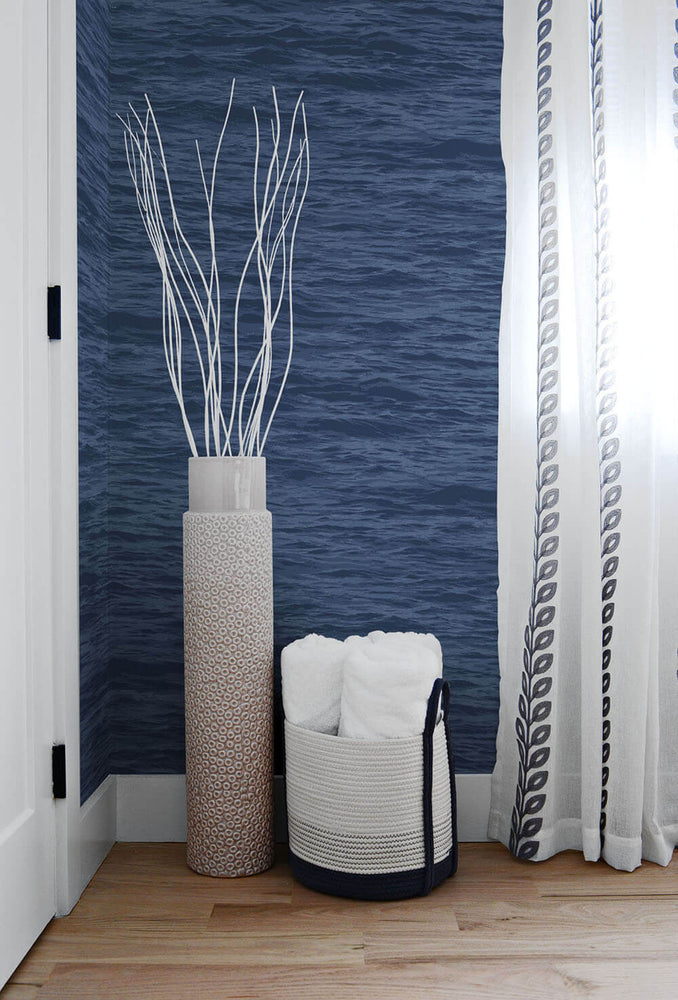 NW35902 serene sea coastal peel and stick removable wallpaper bedroom  by NextWall