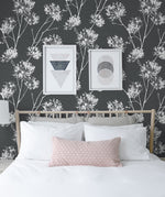 NW36000 one o'clock botanical peel and stick removable wallpaper bedroom from NextWall