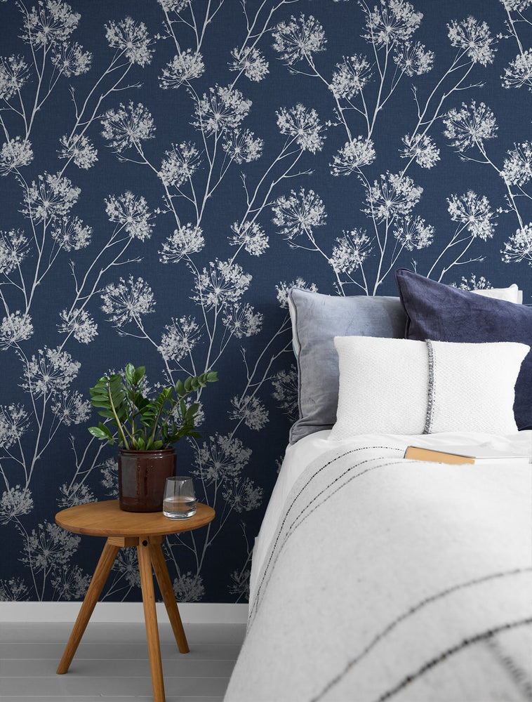 NW36002 one o'clock botanical peel and stick removable wallpaper bedroom decor from NextWall