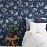 NW36002 one o'clock botanical peel and stick removable wallpaper bedroom decor from NextWall