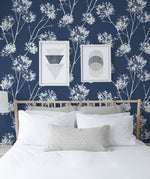 NW36002 one o'clock botanical peel and stick removable wallpaper bedroom from NextWall