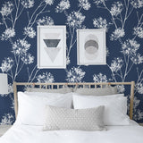 NW36002 one o'clock botanical peel and stick removable wallpaper bedroom from NextWall