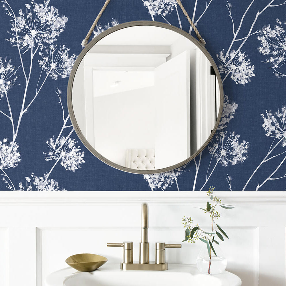 
                  
                    NW36002 one o'clock botanical peel and stick removable wallpaper bathroom from NextWall
                  
                