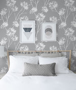 NW36008 one o'clock botanical peel and stick removable wallpaper bedroom from NextWall