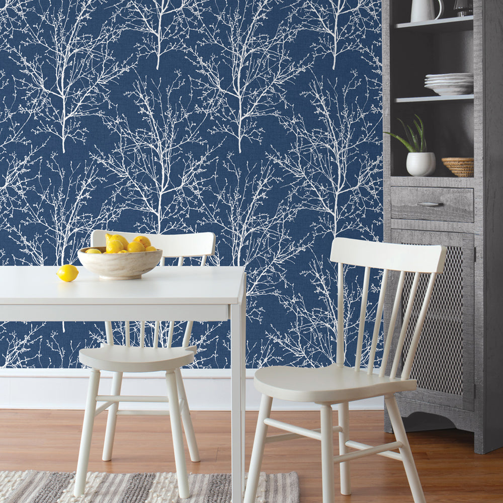 
                  
                    NW36102 blue tree branch botanical peel and stick removable wallpaper kitchen by NextWall
                  
                