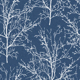 NW36102 blue tree branch botanical peel and stick removable wallpaper by NextWall