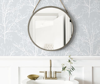 NW36108 gray tree branch botanical peel and stick removable wallpaper bathroom by NextWall