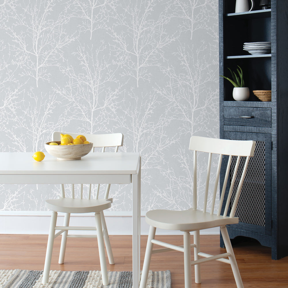 
                  
                    NW36108 gray tree branch botanical peel and stick removable wallpaper kitchen by NextWall
                  
                