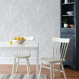 NW36108 gray tree branch botanical peel and stick removable wallpaper kitchen by NextWall