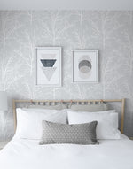 NW36108 gray tree branch botanical peel and stick removable wallpaper bedroom by NextWall
