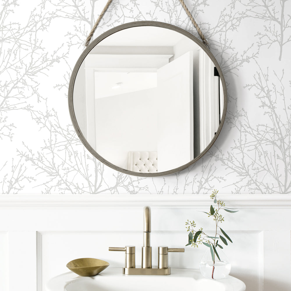 
                  
                    NW36118 gray tree branch botanical peel and stick removable wallpaper bathroom by NextWall
                  
                