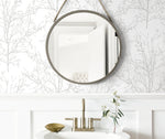 NW36118 gray tree branch botanical peel and stick removable wallpaper bathroom by NextWall