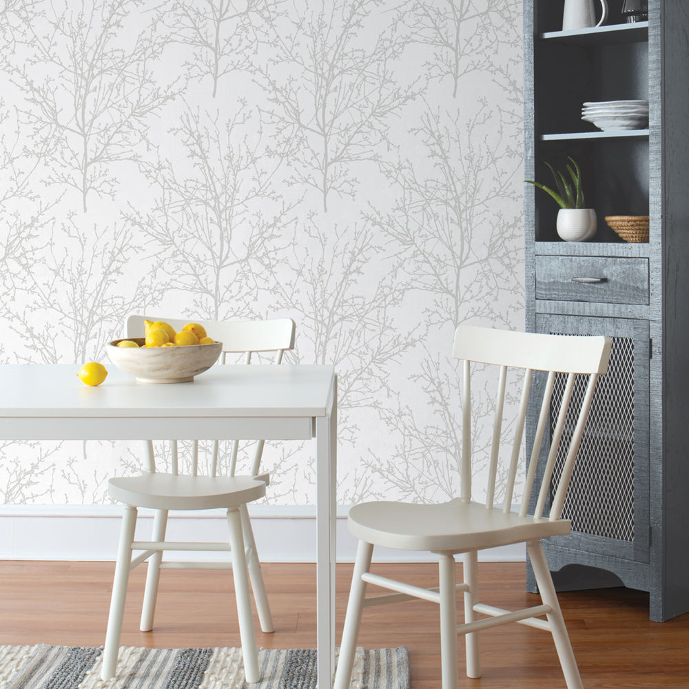 
                  
                    NW36118 gray tree branch botanical peel and stick removable wallpaper kitchen by NextWall
                  
                