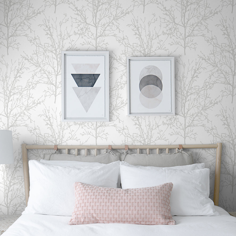 
                  
                    NW36118 gray tree branch botanical peel and stick removable wallpaper bedroom by NextWall
                  
                