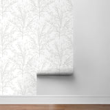 NW36118 gray tree branch botanical peel and stick removable wallpaper roll by NextWall