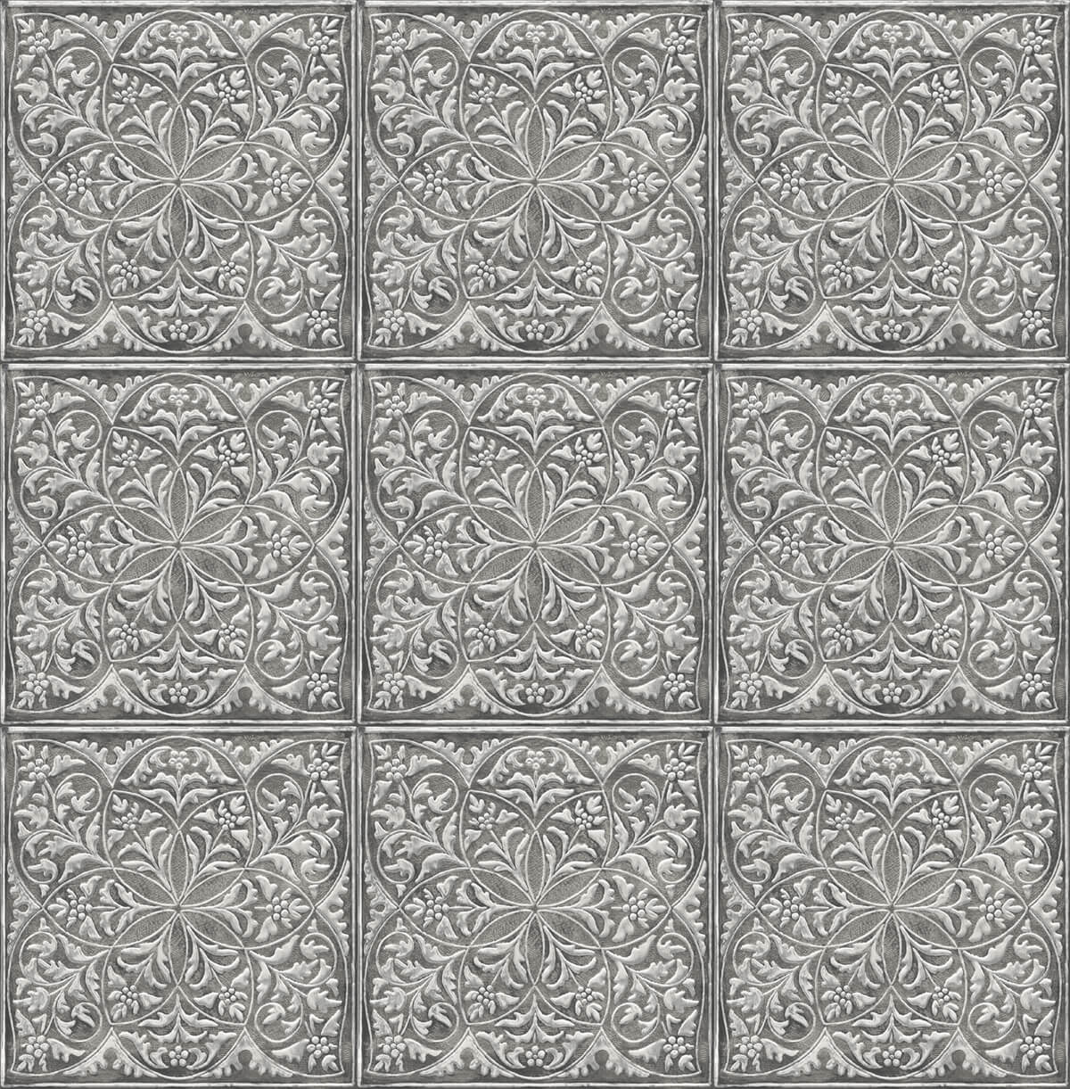 NW36200 faux embossed tile peel and stick removable wallpaper from NextWall