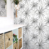 NW36300 spider plant botanical peel and stick removable wallpaper laundry room from NextWall