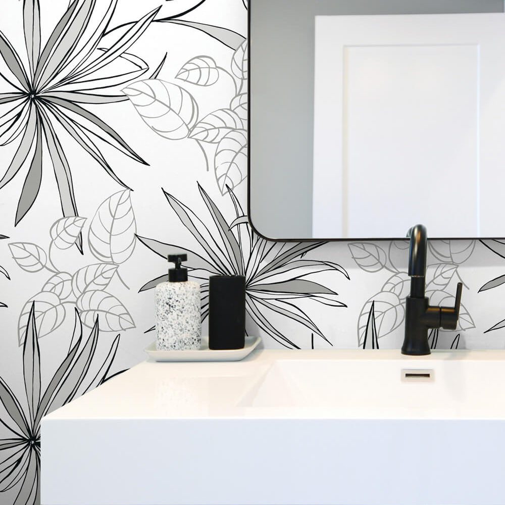 
                  
                    NW36300 spider plant botanical peel and stick removable wallpaper bathroom from NextWall
                  
                