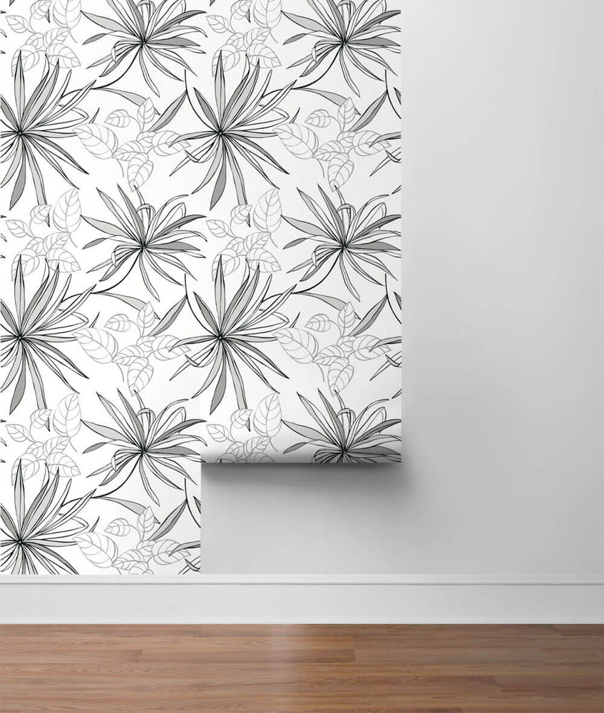 NW36300 spider plant botanical peel and stick removable wallpaper roll from NextWall