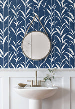 NW36402 bamboo leaf botanical peel and stick removable wallpaper bathroom by NextWall