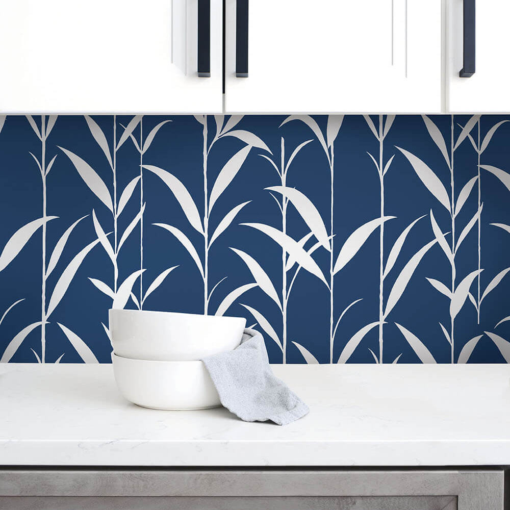 
                  
                    NW36402 bamboo leaf botanical peel and stick removable wallpaper kitchen by NextWall
                  
                