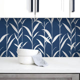 NW36402 bamboo leaf botanical peel and stick removable wallpaper kitchen by NextWall