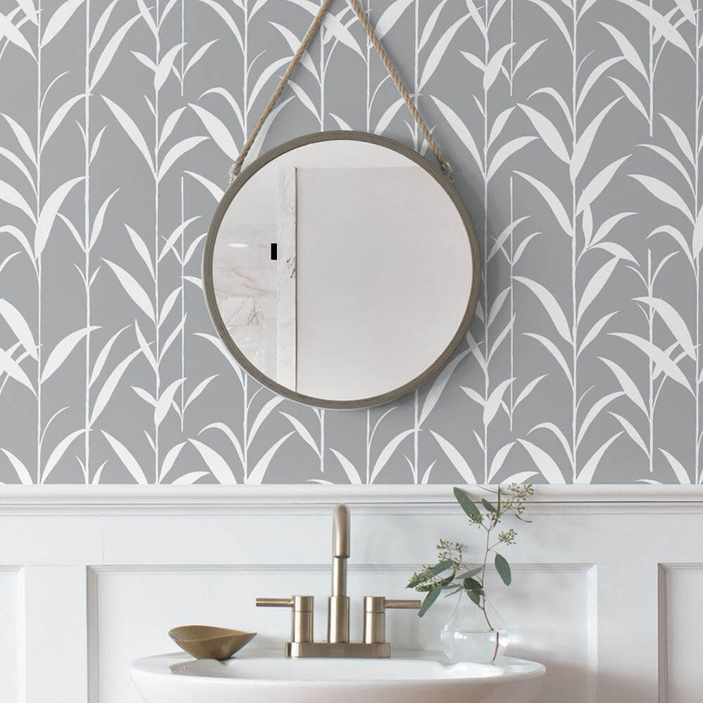 
                  
                    NW36408 bamboo leaf botanical peel and stick removable wallpaper bathroom by NextWall
                  
                