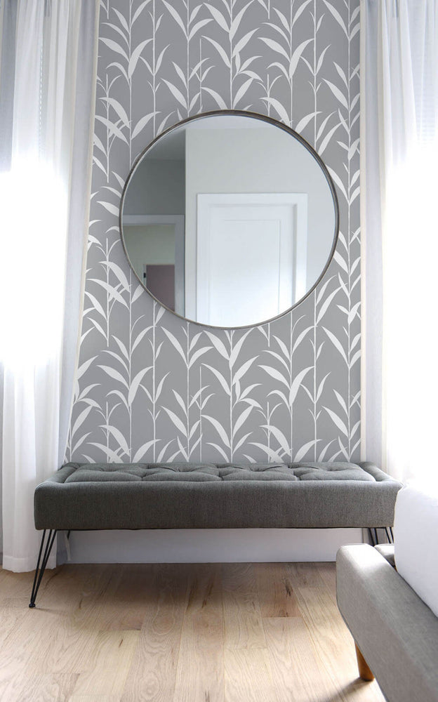NW36408 bamboo leaf botanical peel and stick removable wallpaper bedroom by NextWall