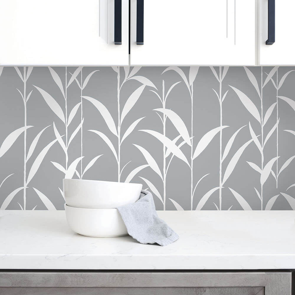 
                  
                    NW36408 bamboo leaf botanical peel and stick removable wallpaper kitchen by NextWall
                  
                