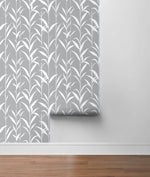 NW36408 bamboo leaf botanical peel and stick removable wallpaper roll by NextWall
