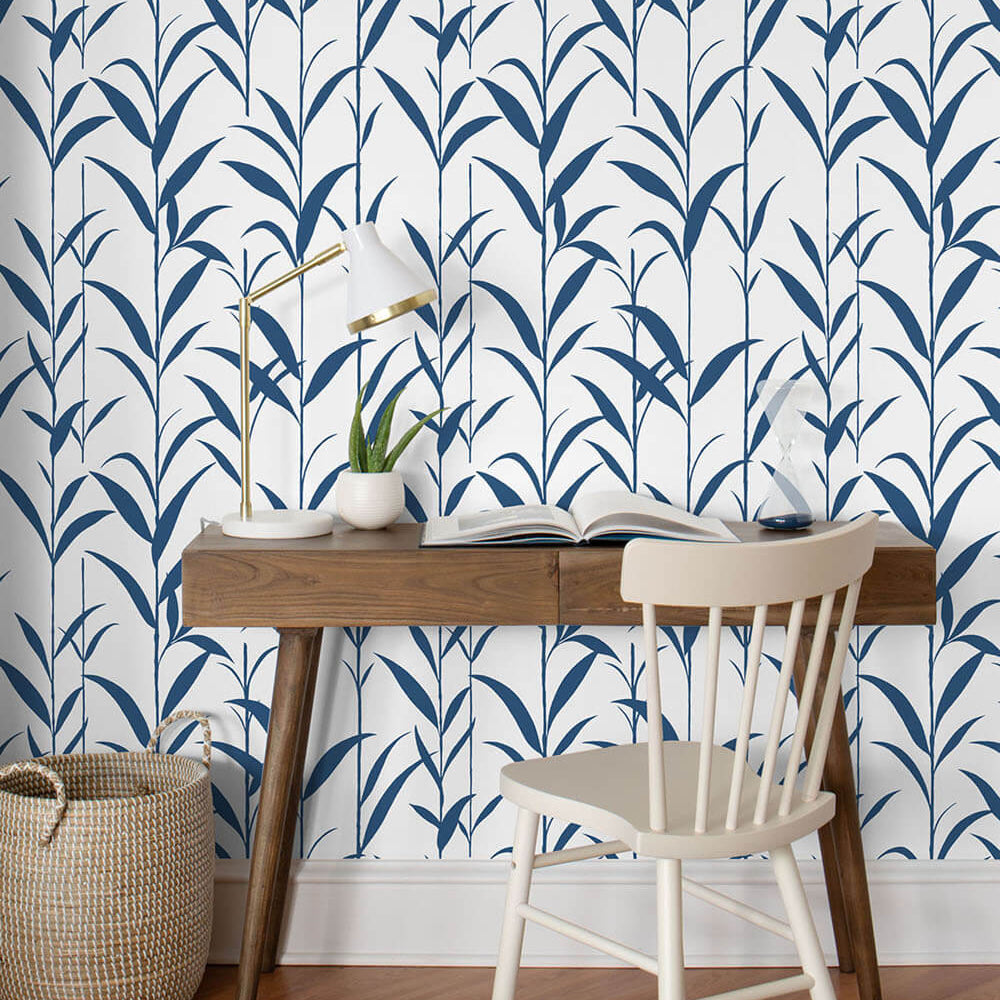 
                  
                    NW36412 bamboo leaf botanical peel and stick removable wallpaper desk by NextWall
                  
                