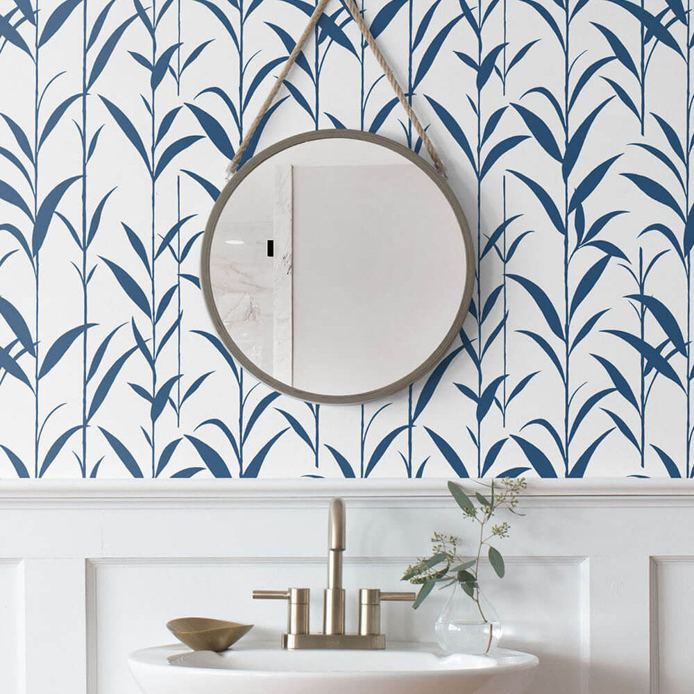 
                  
                    NW36412 bamboo leaf botanical peel and stick removable wallpaper bathroom by NextWall
                  
                