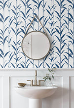 NW36412 bamboo leaf botanical peel and stick removable wallpaper bathroom by NextWall