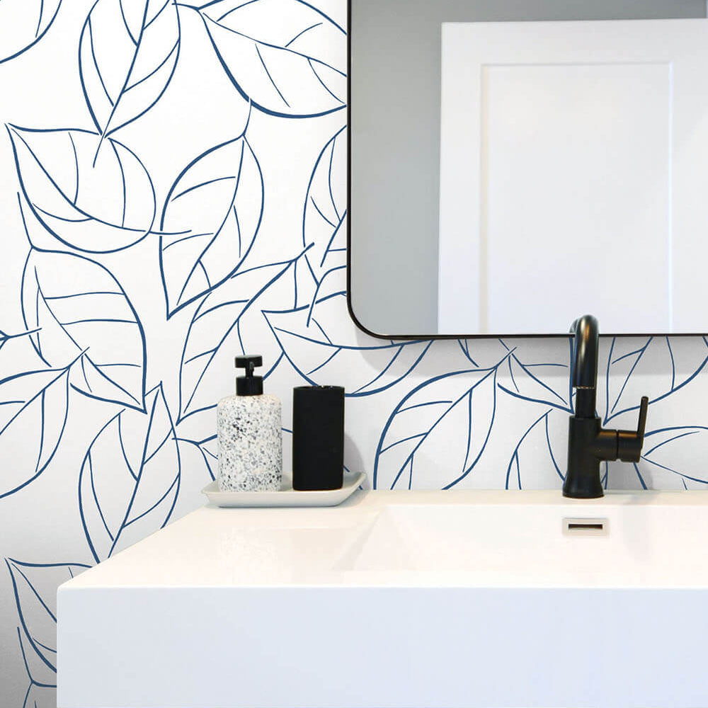 
                  
                    NW36502 tossed leaves botanical peel and stick removable wallpaper bathroom by NextWall
                  
                