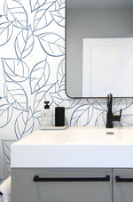 NW36502 tossed leaves botanical peel and stick removable wallpaper bathroom by NextWall