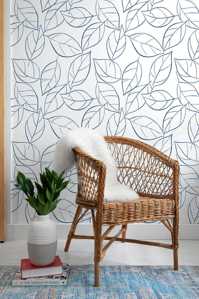 NW36502 tossed leaves botanical peel and stick removable wallpaper decor by NextWall