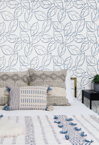 NW36502 tossed leaves botanical peel and stick removable wallpaper bedroom by NextWall