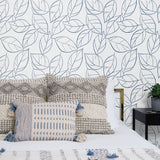 NW36502 tossed leaves botanical peel and stick removable wallpaper bedroom by NextWall
