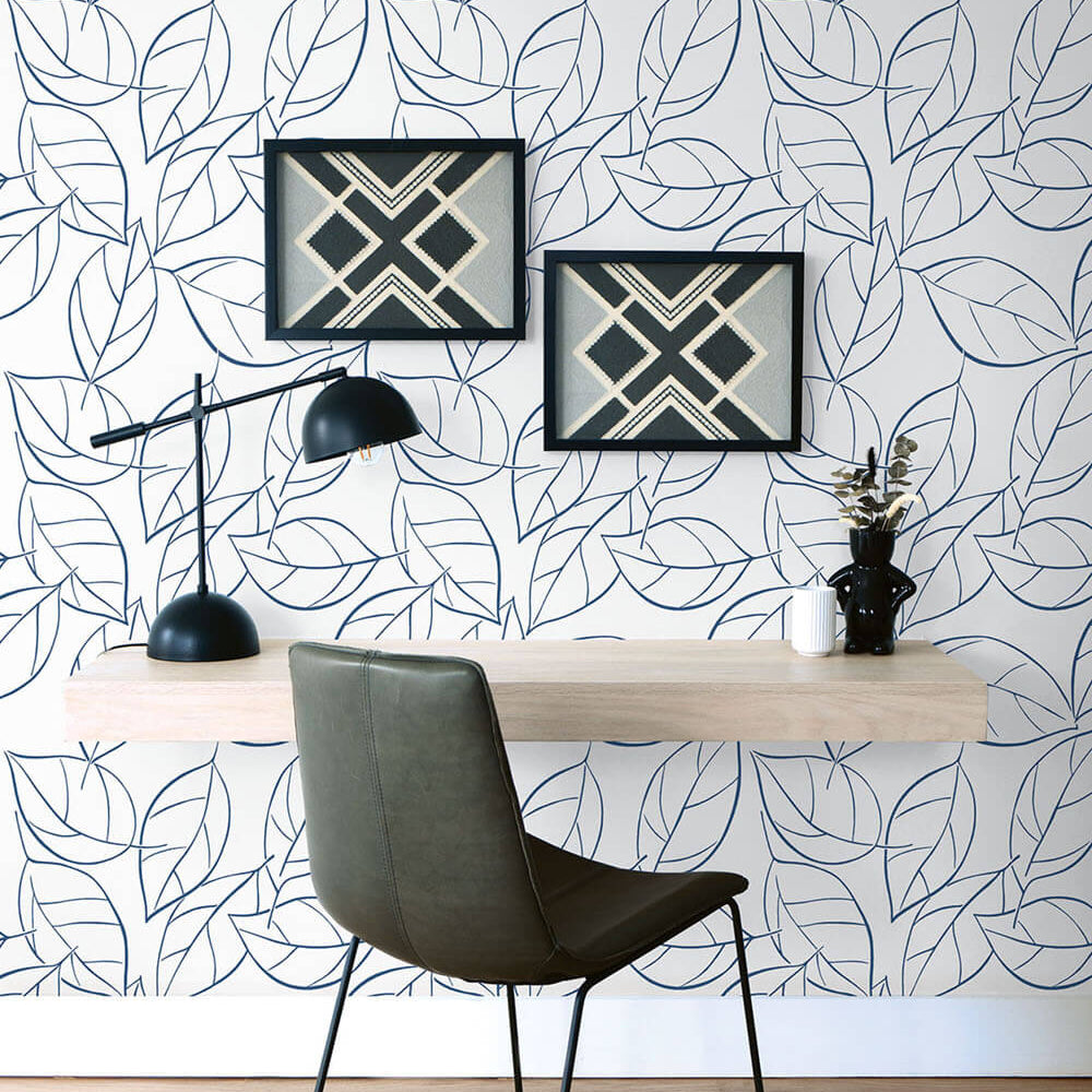 
                  
                    NW36502 tossed leaves botanical peel and stick removable wallpaper desk by NextWall
                  
                