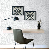 NW36508 tossed leaves botanical peel and stick removable wallpaper desk by NextWall