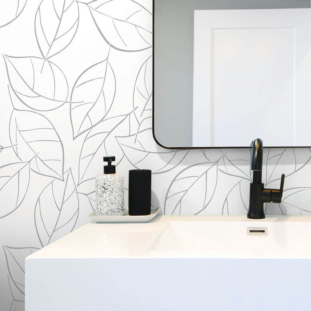 
                  
                    NW36508 tossed leaves botanical peel and stick removable wallpaper bathroom by NextWall
                  
                