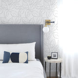 NW36508 tossed leaves botanical peel and stick removable wallpaper bedroom by NextWall