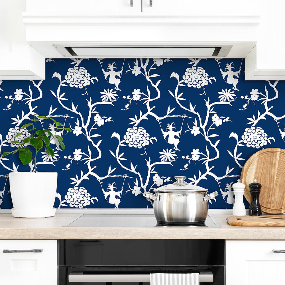 
                  
                    NW36602 chinoiserie silhouette botanical peel and stick wallpaper backsplash from NextWall
                  
                