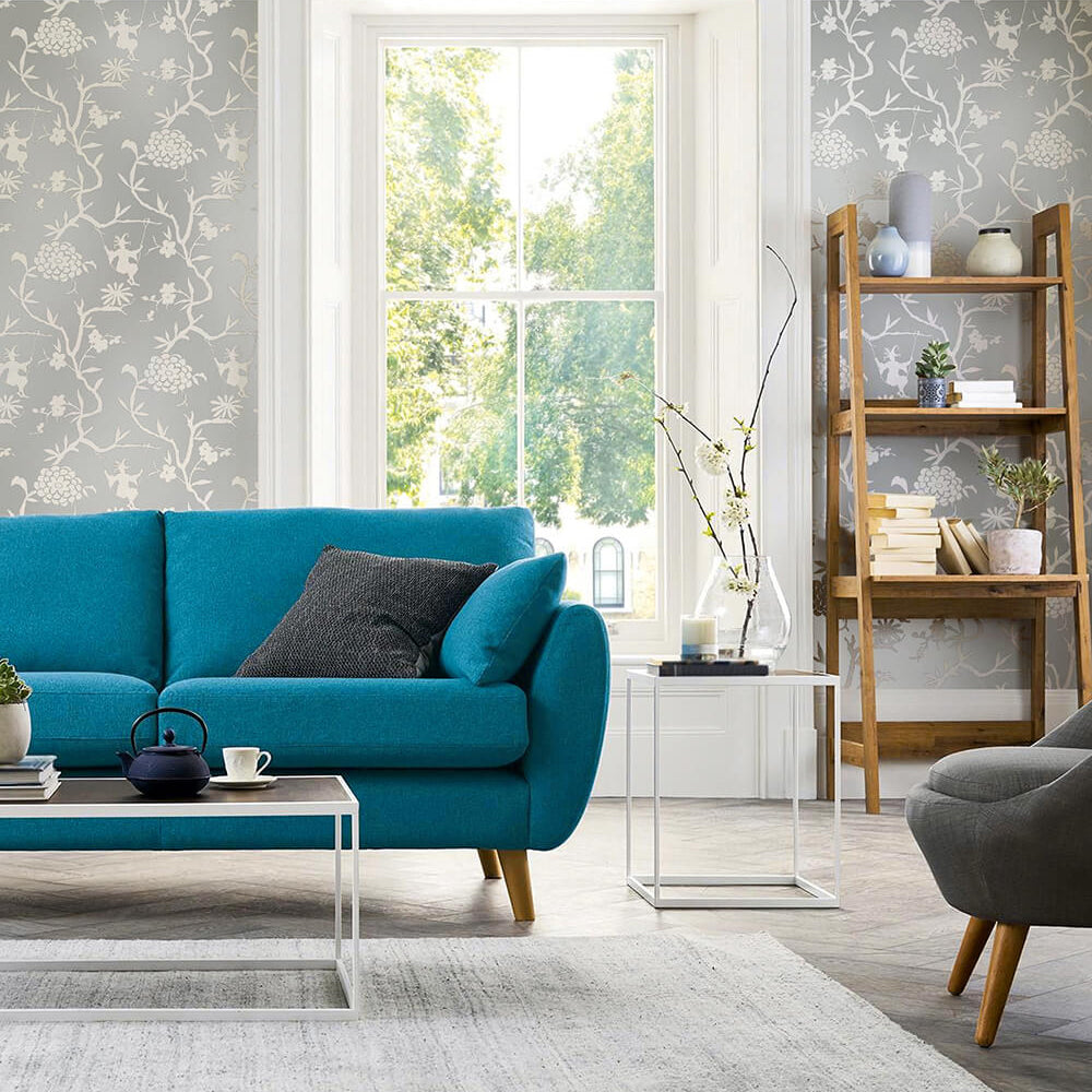 
                  
                    NW36608 chinoiserie silhouette botanical peel and stick wallpaper living room from NextWall
                  
                
