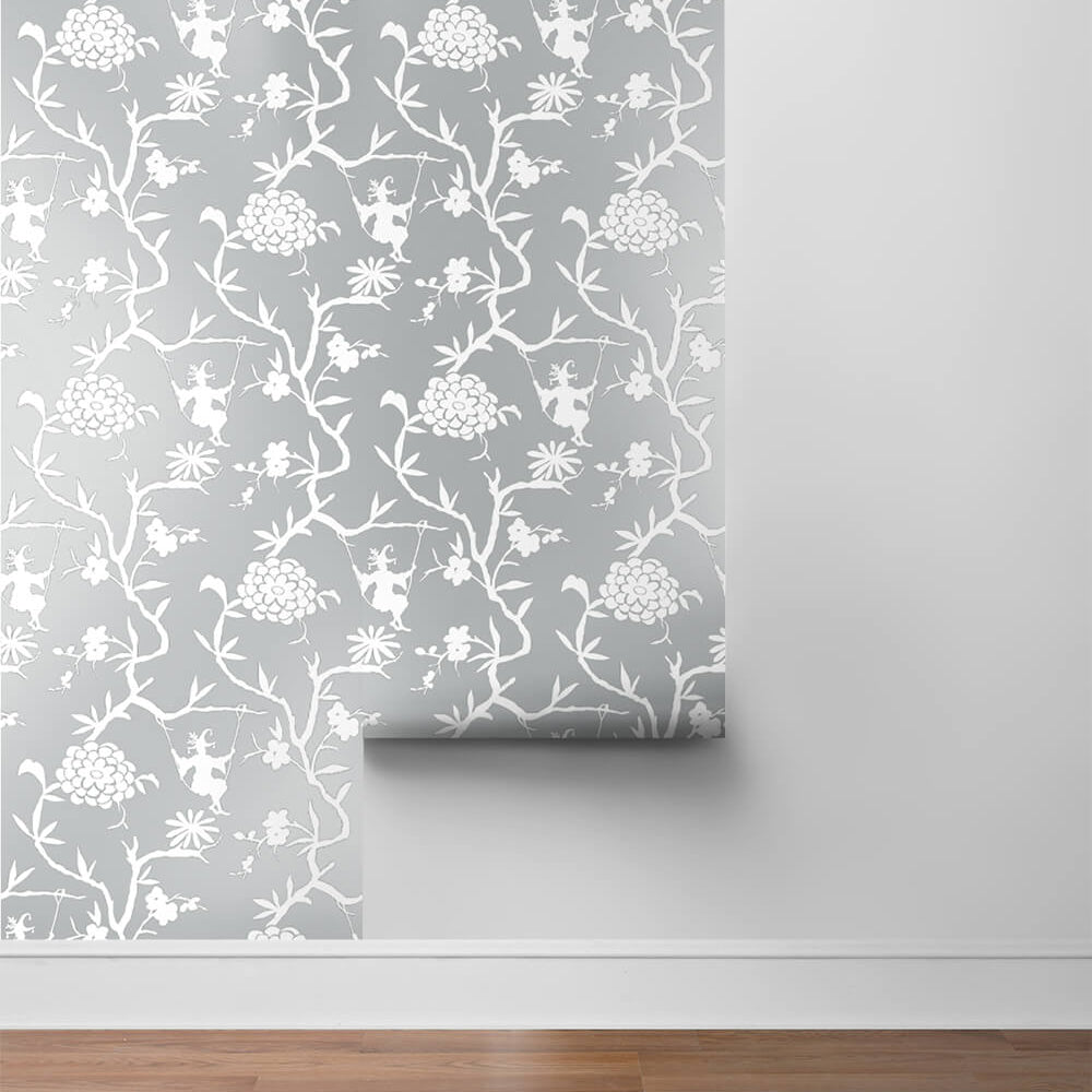 
                  
                    NW36608 chinoiserie silhouette botanical peel and stick wallpaper roll from NextWall
                  
                