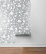 NW36608 chinoiserie silhouette botanical peel and stick wallpaper roll from NextWall