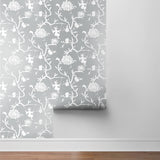 NW36608 chinoiserie silhouette botanical peel and stick wallpaper roll from NextWall