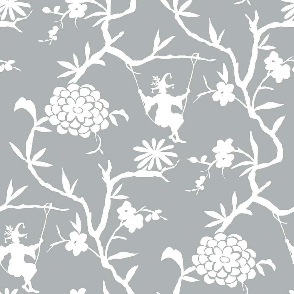 
                  
                    NW36608 chinoiserie silhouette botanical peel and stick wallpaper from NextWall
                  
                